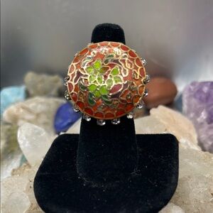 3.1.26-28 Vintage Possibly Antique Cloisonné Statement Ring (size 7)